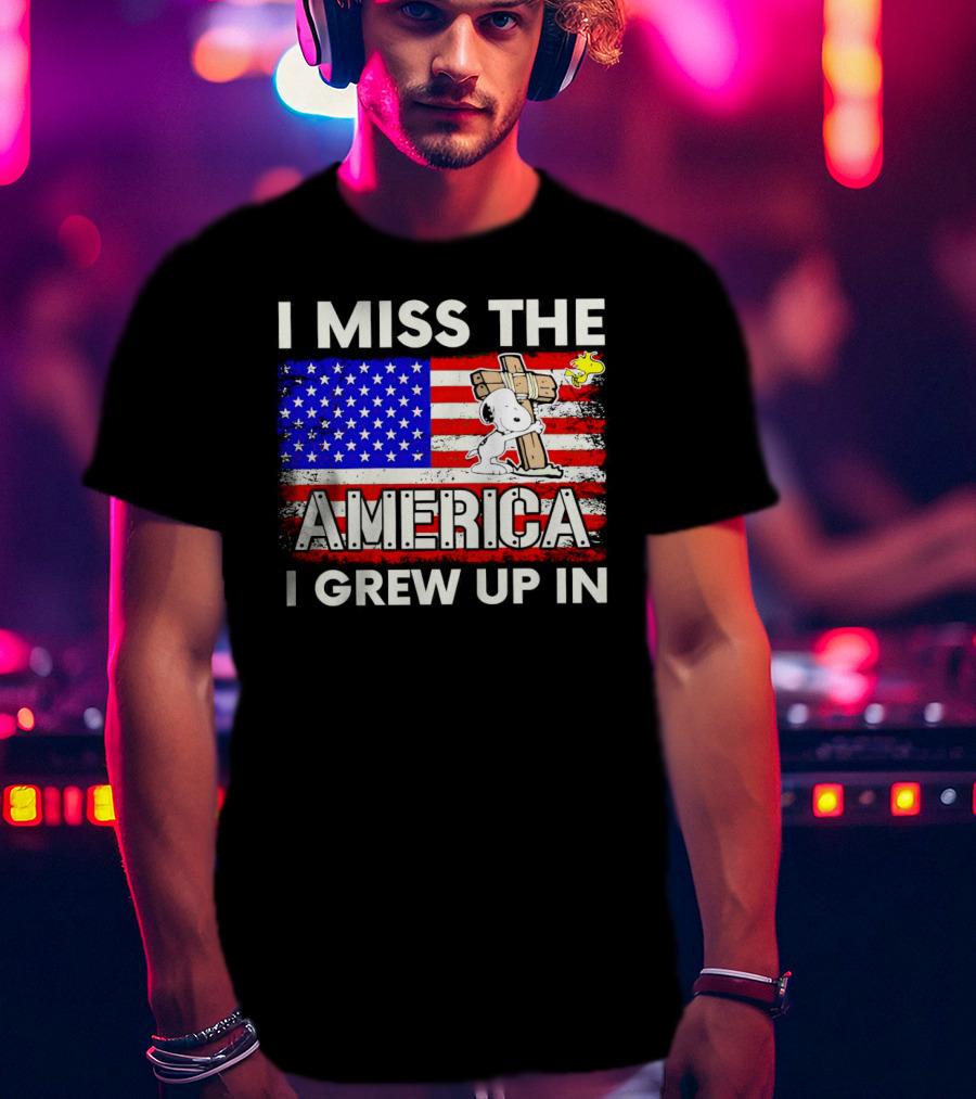 I Miss The America I Grew Up In Snoopy US Flag T-Shirt