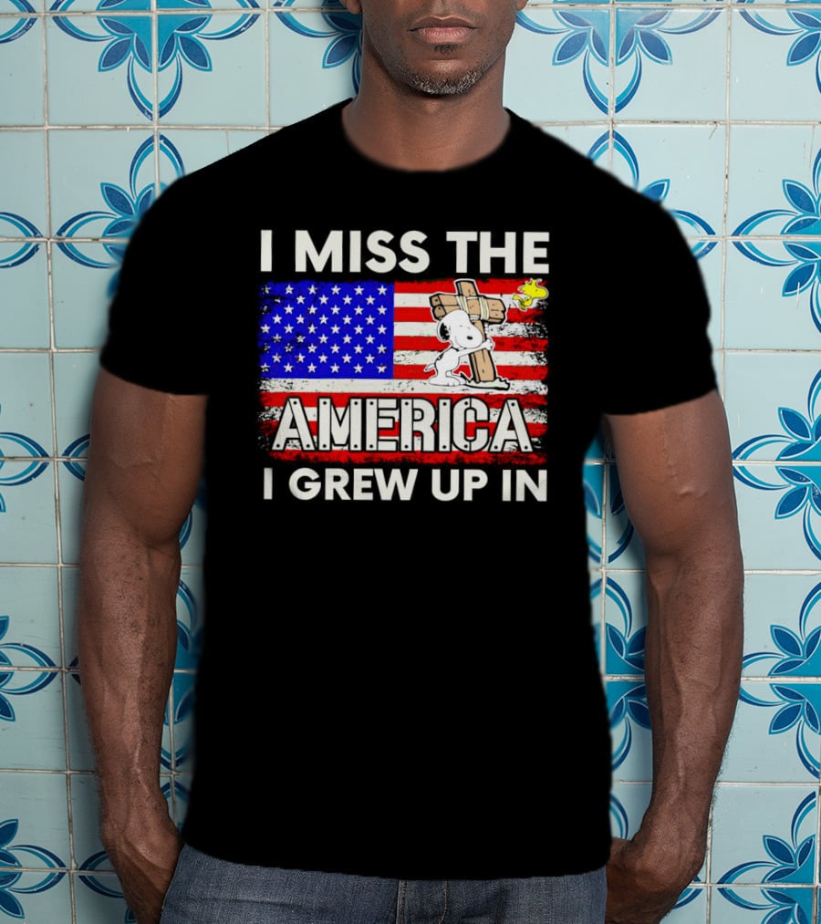 I Miss The America I Grew Up In Snoopy US Flag T-Shirt