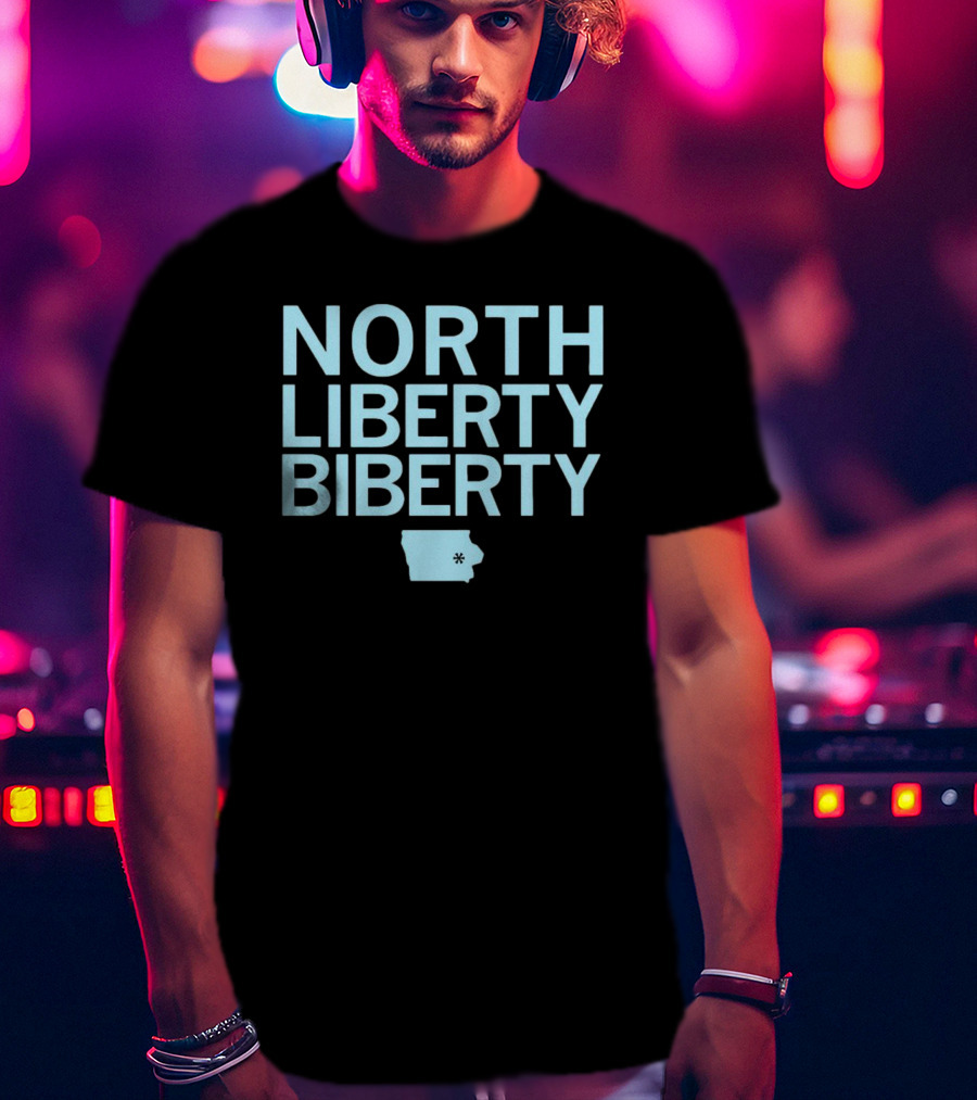 North Liberty Biberty Iowa Map T-Shirt