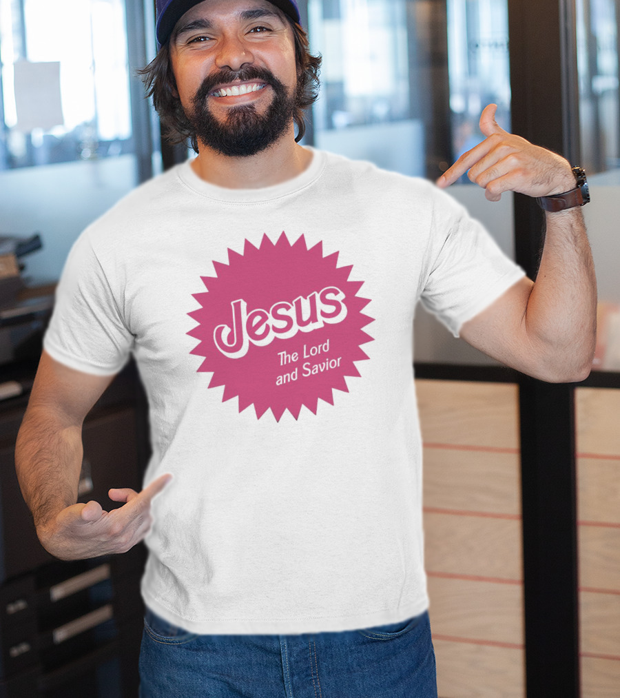 Jesus The Lord And Savior Barbie Style Pink Burst T-Shirt