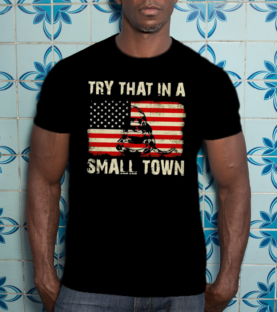 Try That IN A Small Town US Flag Gadsden Snake T-Shirt