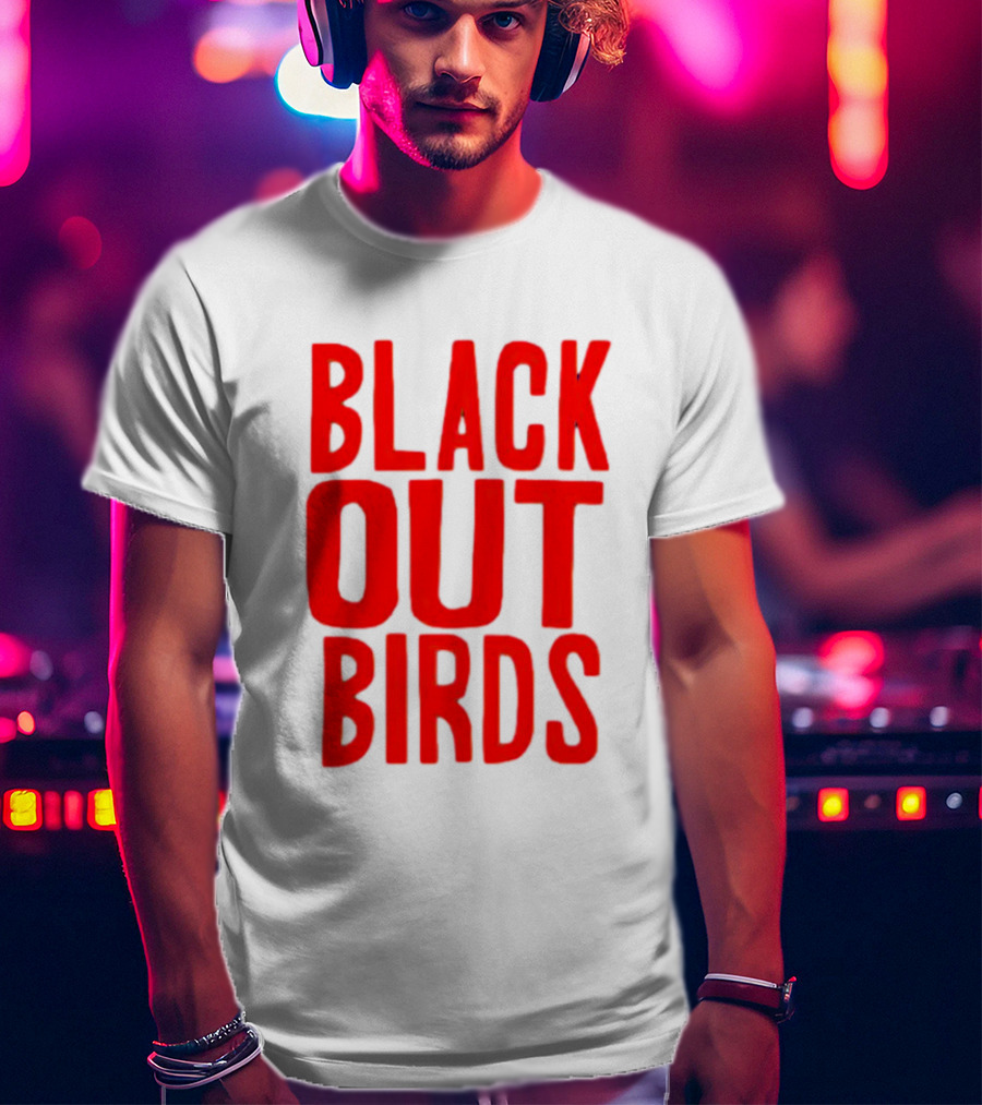 Louisville Black Out Birds Bold Red Text T-Shirt