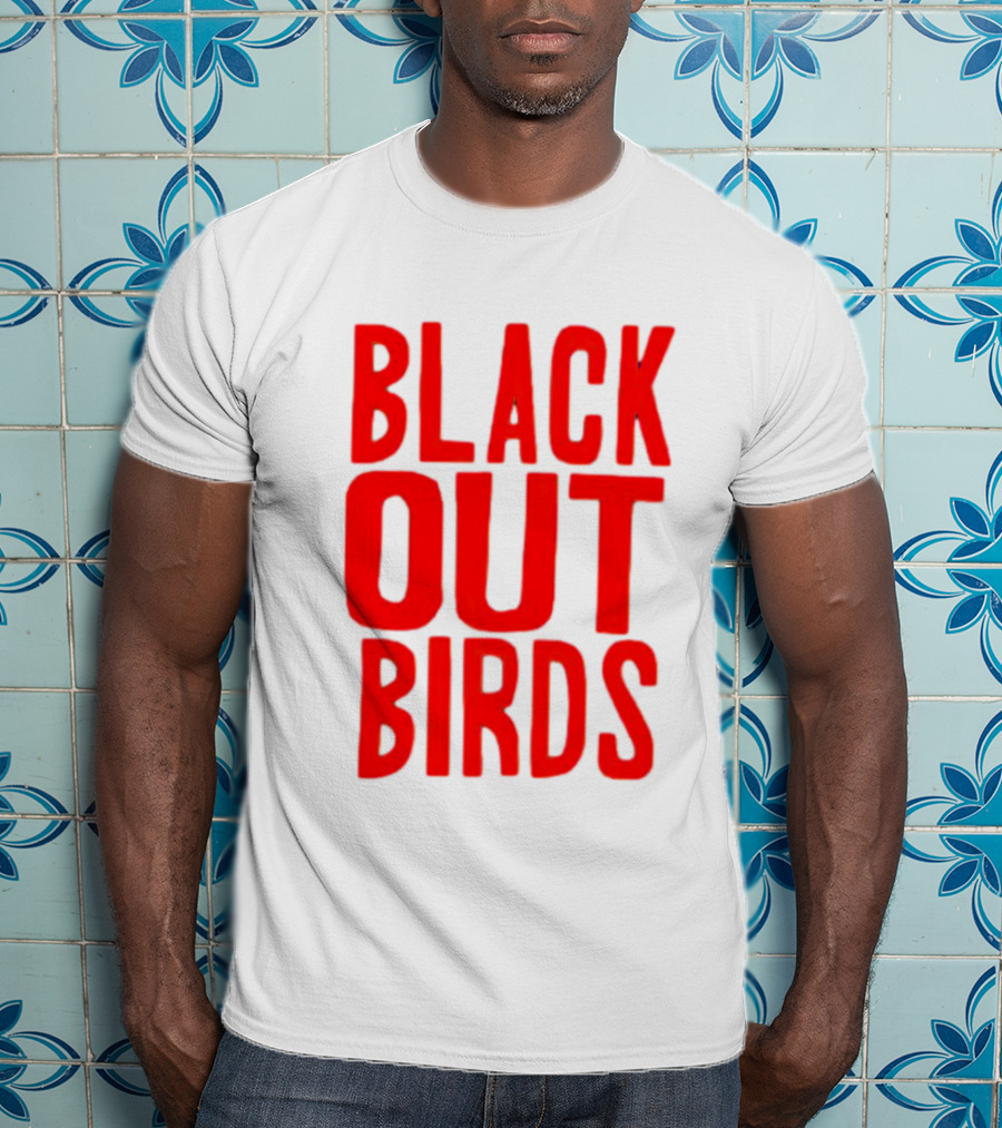 Louisville Black Out Birds Bold Red Text T-Shirt