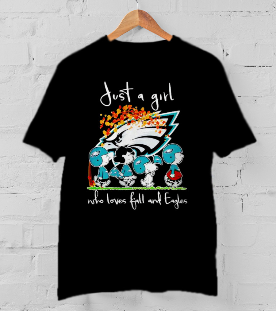 Peanuts Characters Just A Girl Who Loves Fall And Eagles T-Shirt