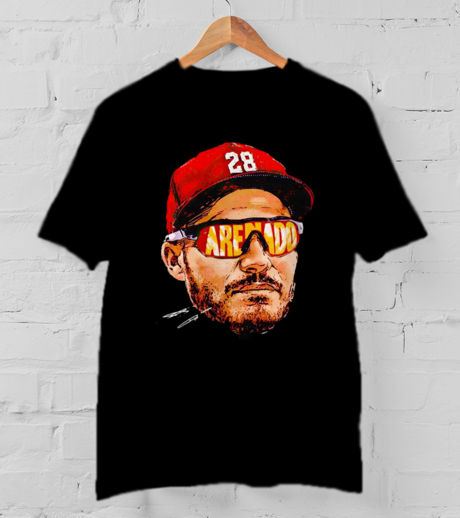 Nolan Arenado St. Louis Cardinals Number 28 Sunglasses Signature T-Shirt