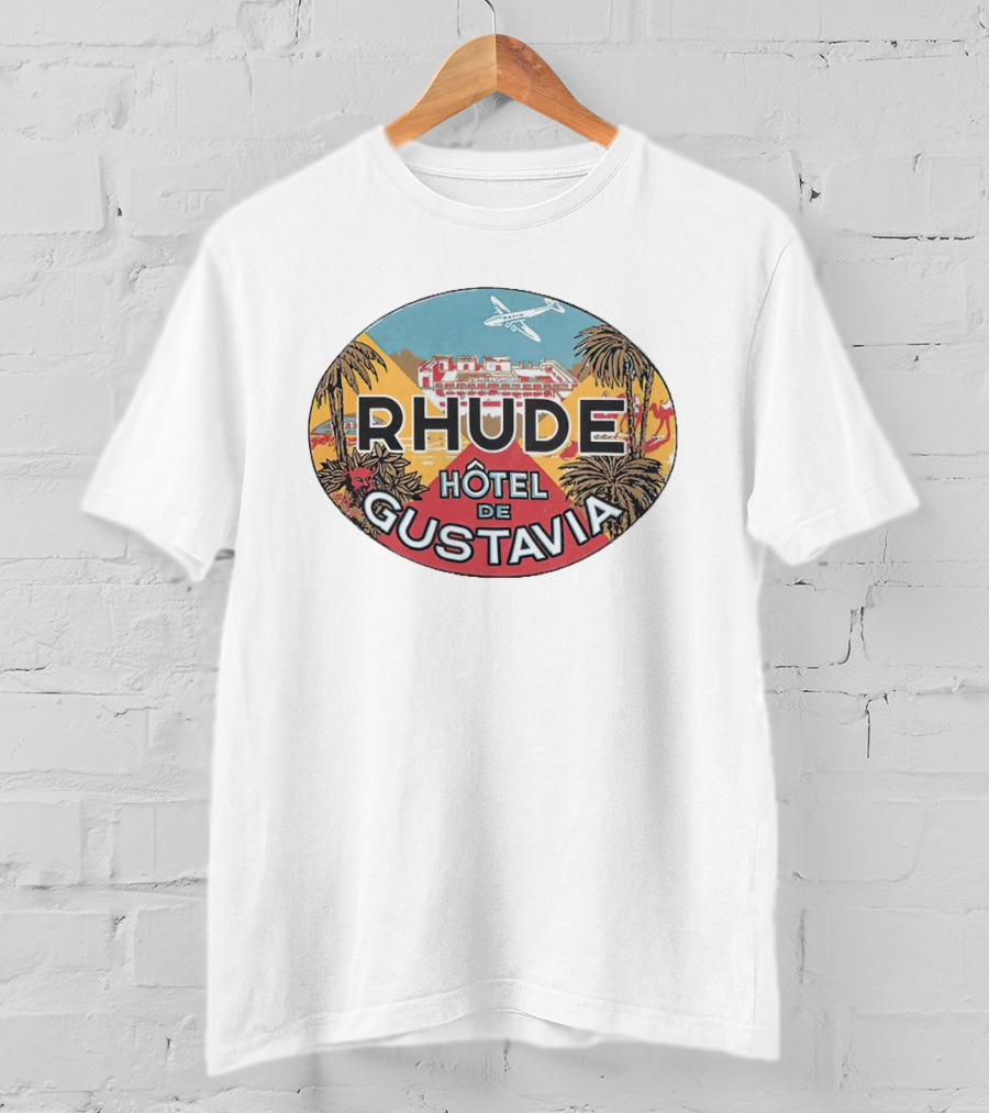 RHUDE Hôtel De Gustavia Tropical Vintage Airplane Oasis T-Shirt
