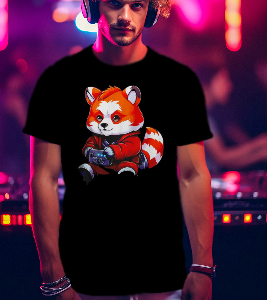 Gaming Red Panda Playing Video Games T-Shirt