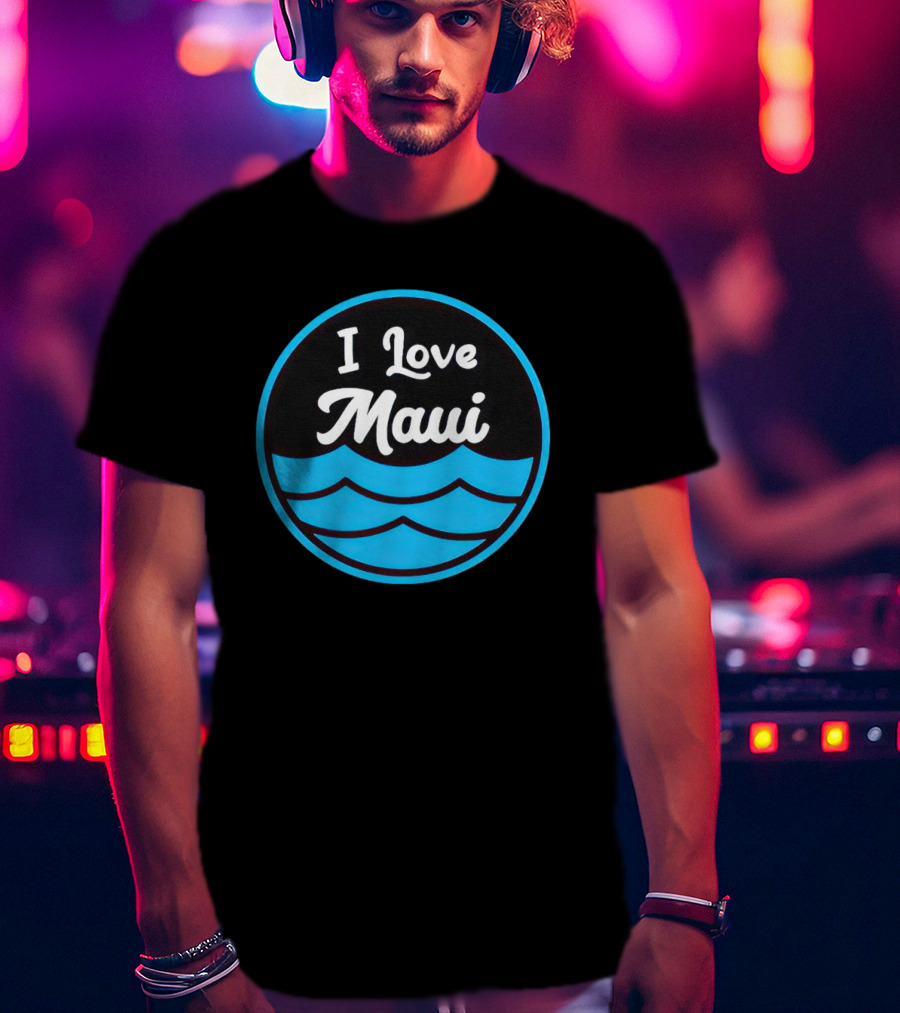 I Love Maui Waves Circular T-Shirt