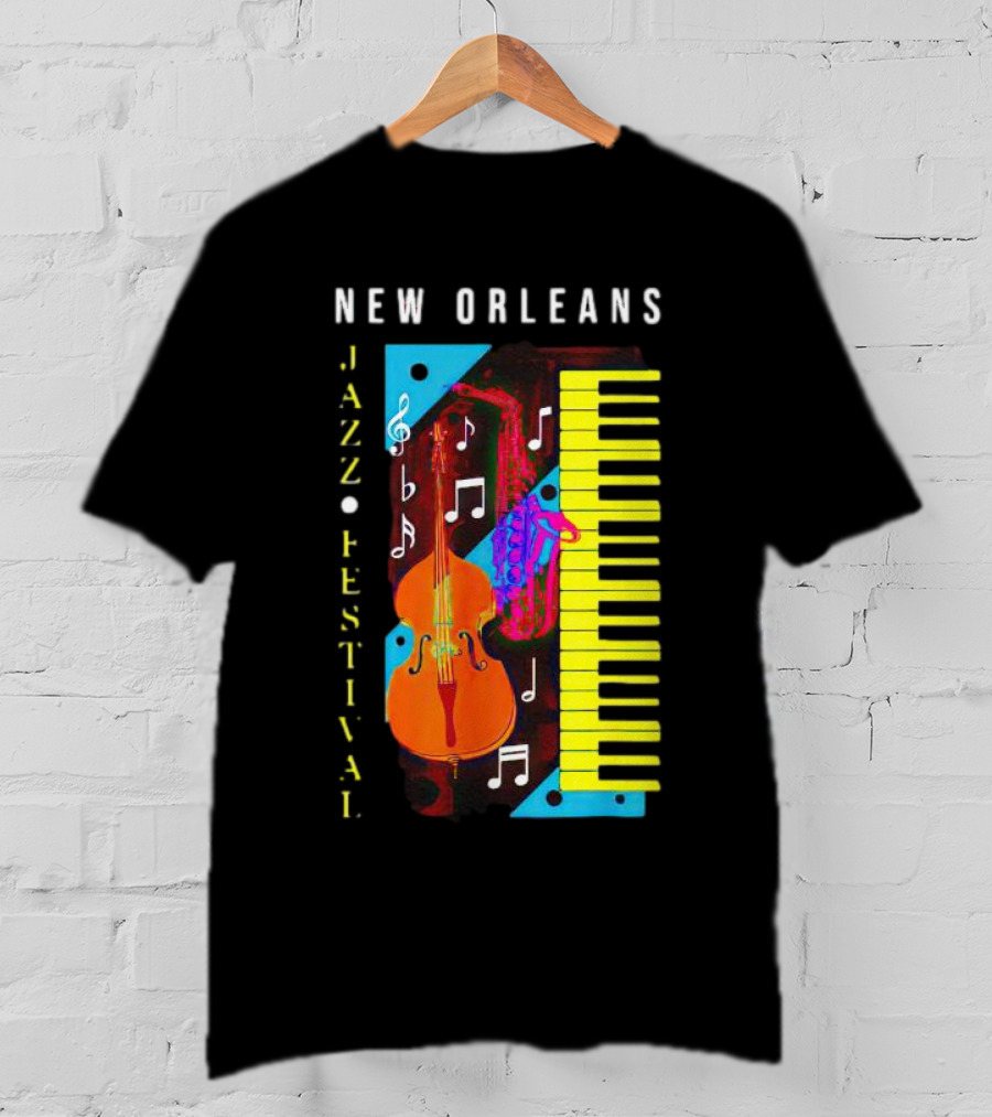 New Orleans Jazz Festival Music Notes Piano And Instruments T-Shirt