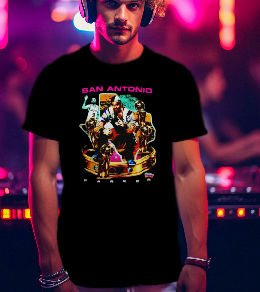 San Antonio Spurs Tony Parker Trophies Collage Picture T-Shirt