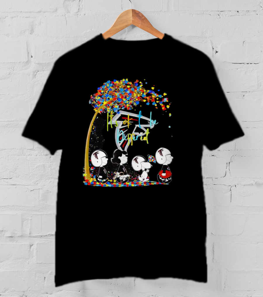 Atlanta Falcons Peanuts Characters Autism Fall It's Ok To Be Different T-Shirt