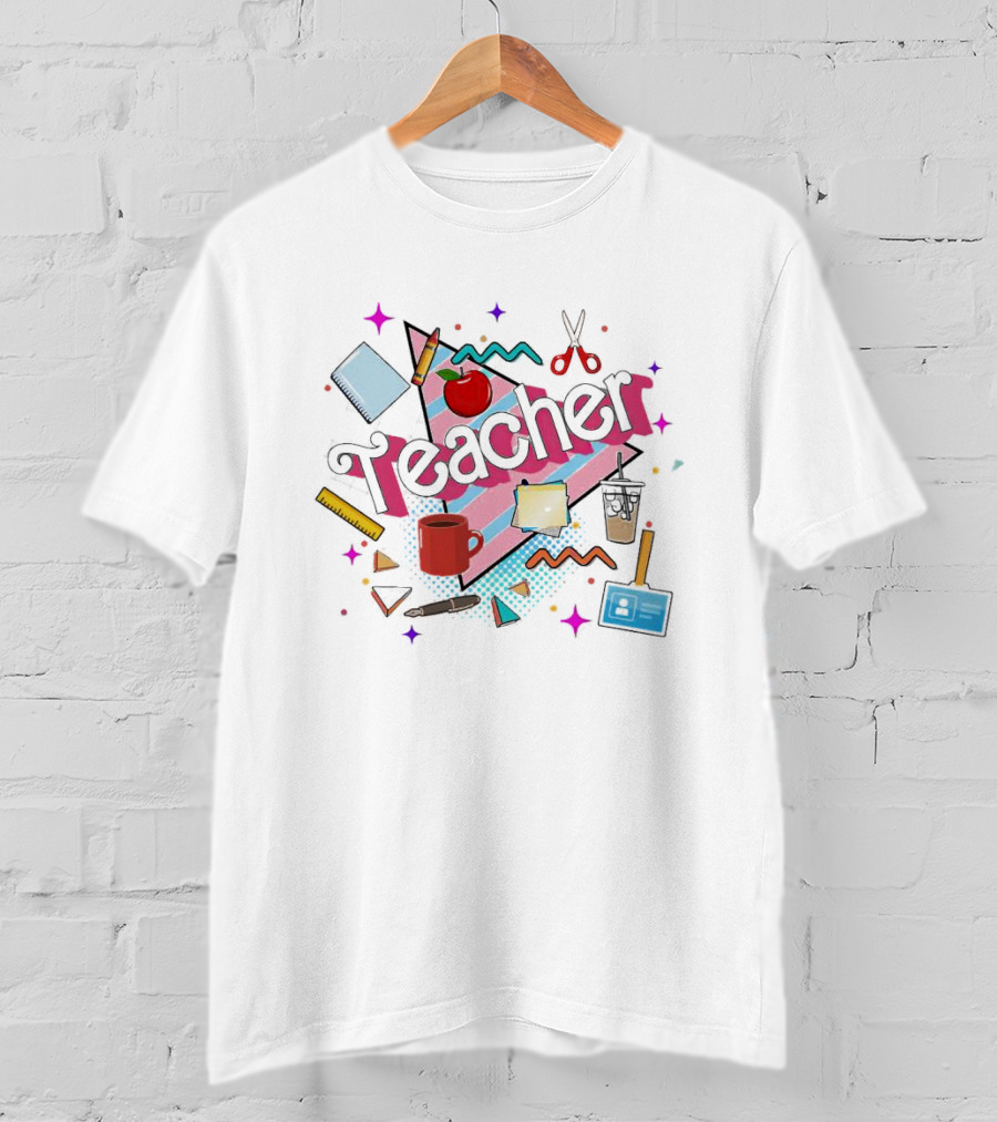 Barbie Teacher School Supplies Fun Apple Ruler Coffee T-Shirt