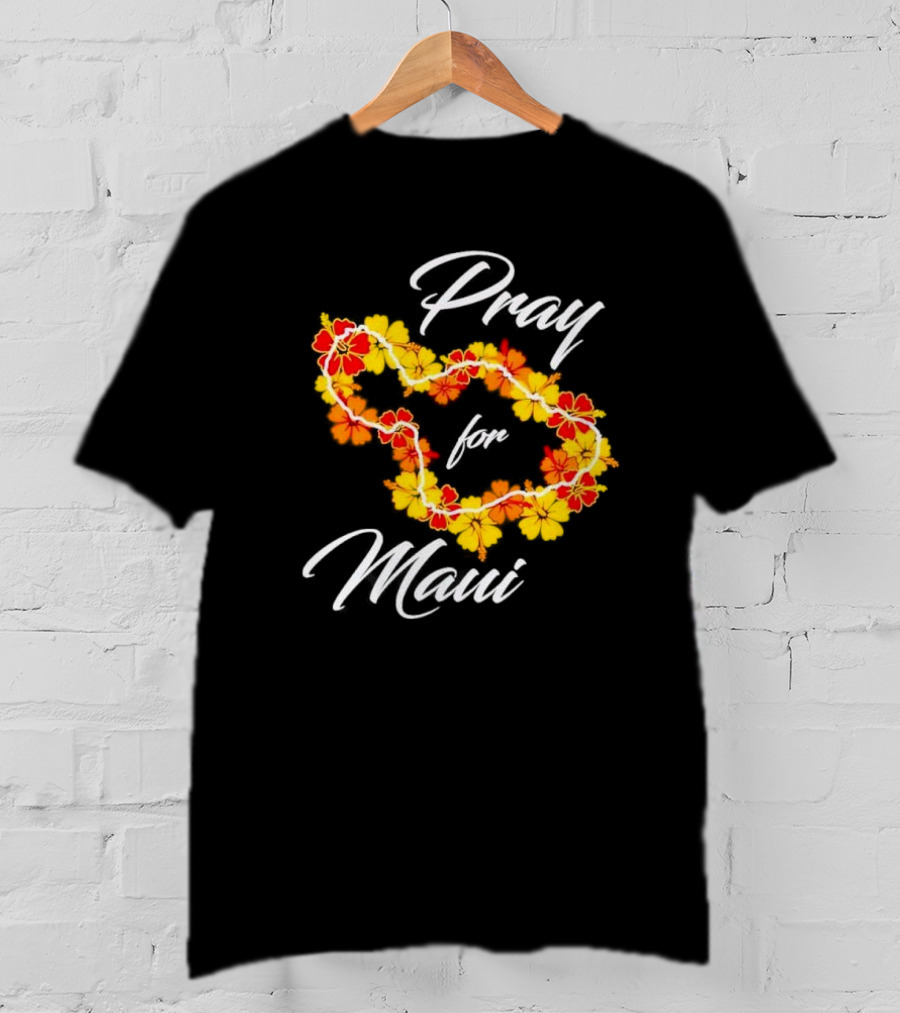 Pray For Maui Floral Hawaiian Lei T-Shirt