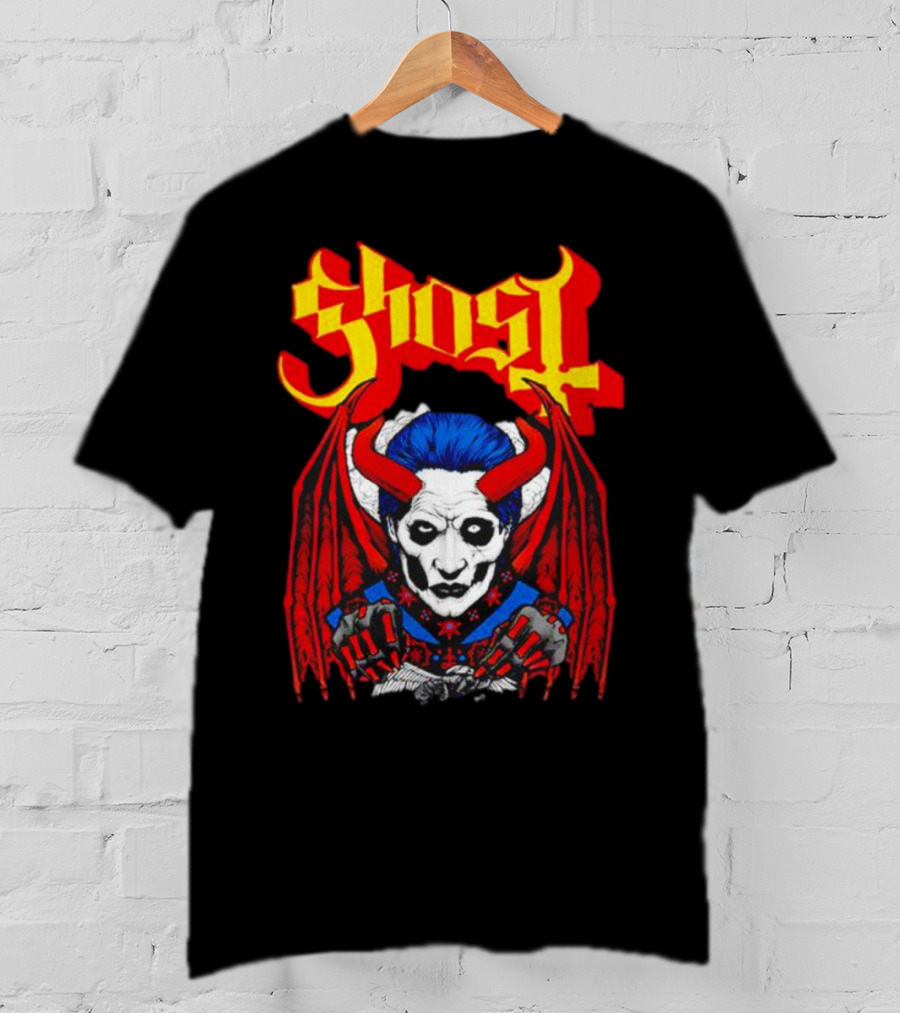 Ghost Demonic Red Horned Figure X Post Mortem Horror Wings T-Shirt