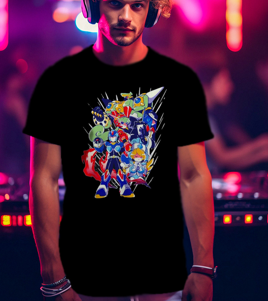 Mega Man New Armor X Characters And Robot Ensemble T-Shirt