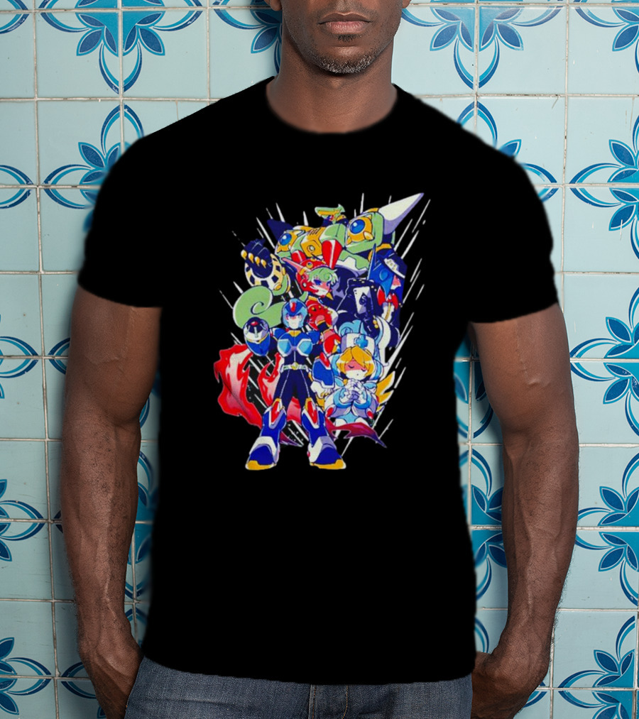 Mega Man New Armor X Characters And Robot Ensemble T-Shirt