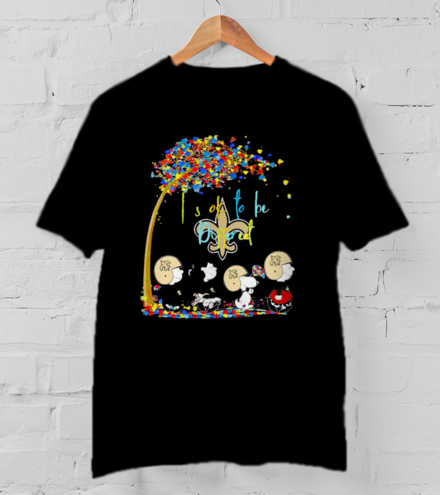 New Orleans Saints Peanuts Characters Autism Awareness It's Ok To Be Different T-Shirt