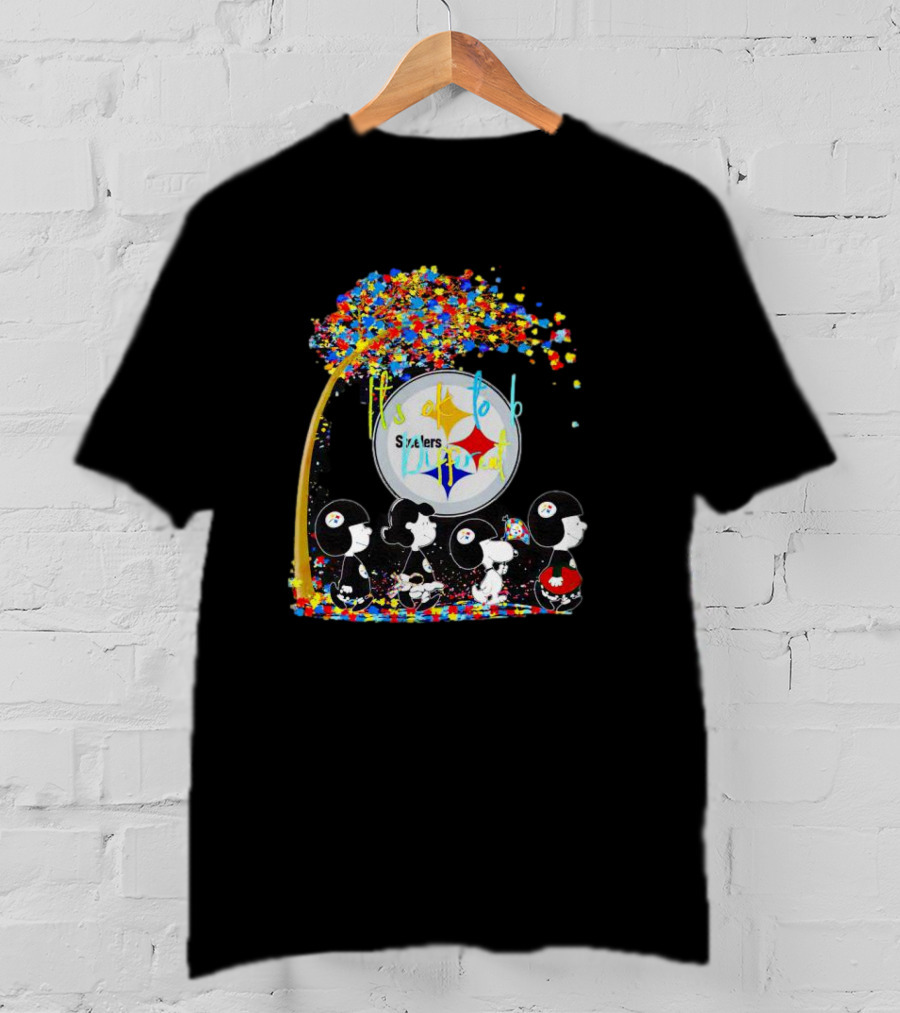 Pittsburgh Steelers Peanuts Characters It's Ok To Be Different Autism Fall T-Shirt