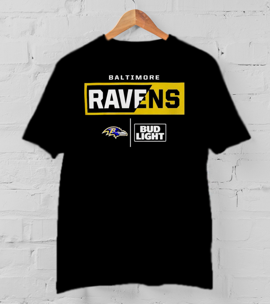 Baltimore Ravens Bud Light Logo With Ravens T-Shirt