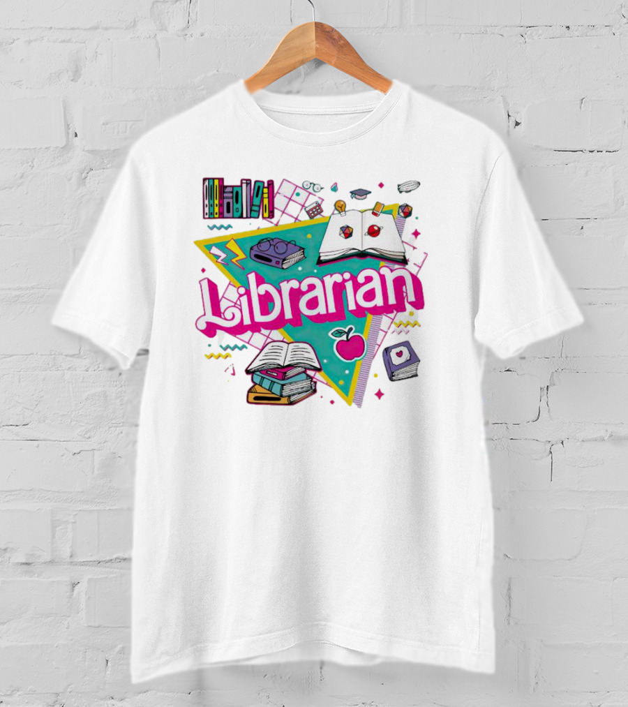 Librarian Books Apple Glasses Open Book T-Shirt