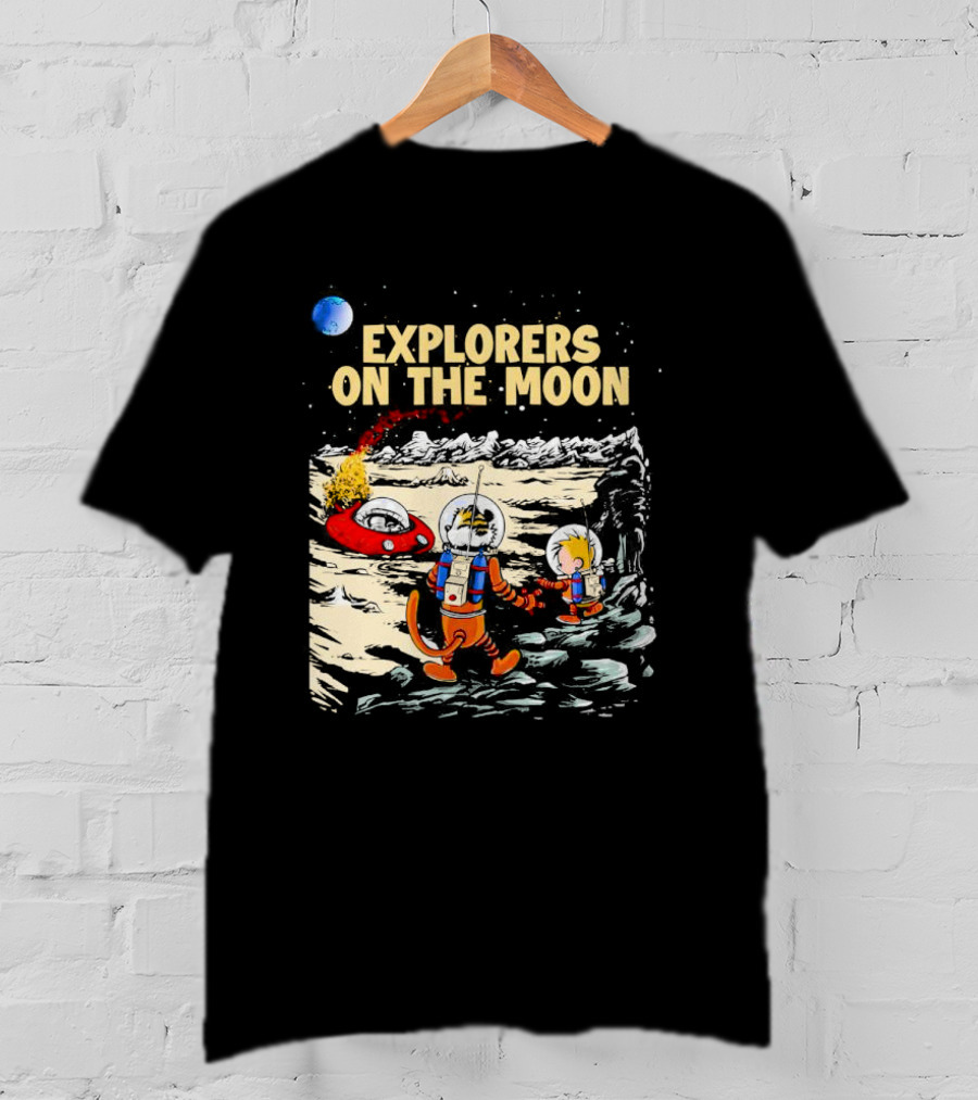 Explorers On The Moon Calvin And Hobbes Lunar Adventure T-Shirt