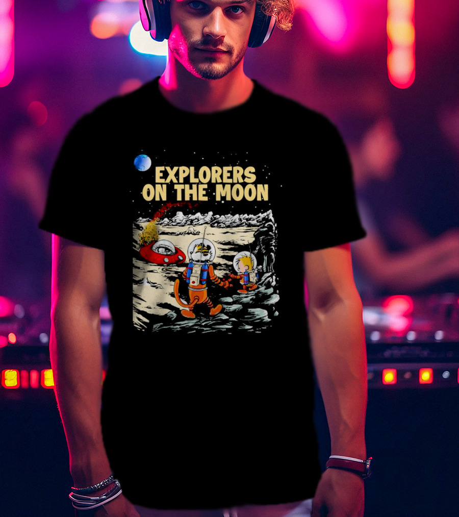 Explorers On The Moon Calvin And Hobbes Lunar Adventure T-Shirt