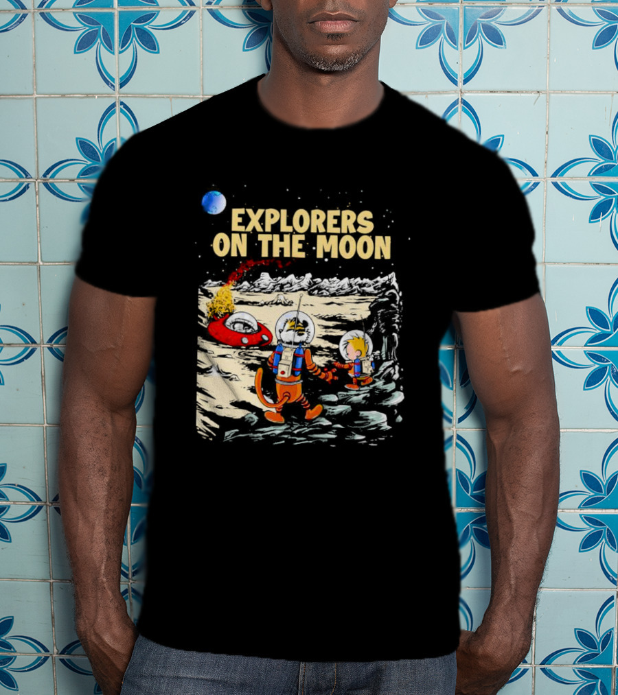 Explorers On The Moon Calvin And Hobbes Lunar Adventure T-Shirt