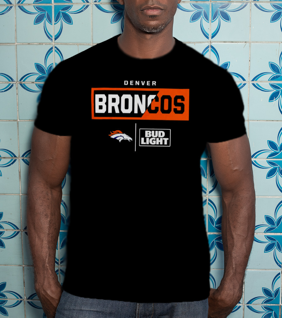 Denver Broncos Bud Light NFL Logo Collaboration T-Shirt