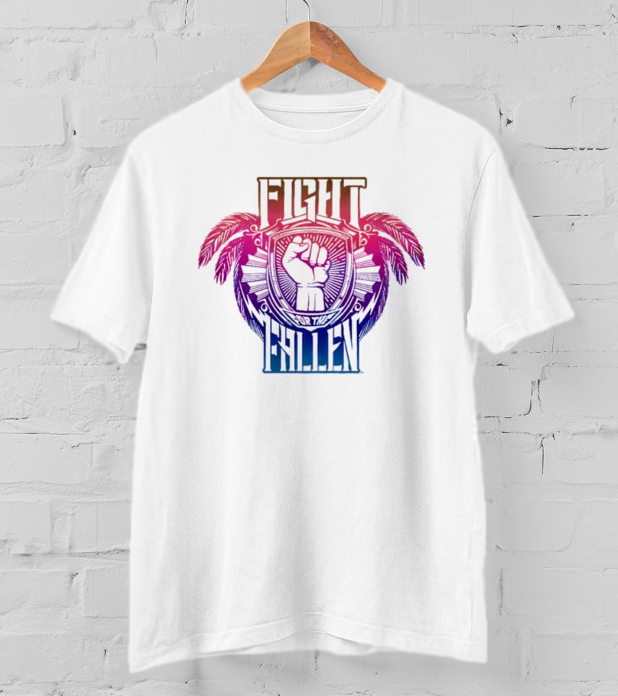 Fight For The Fallen AEW Fist Emblem With Feathers T-Shirt