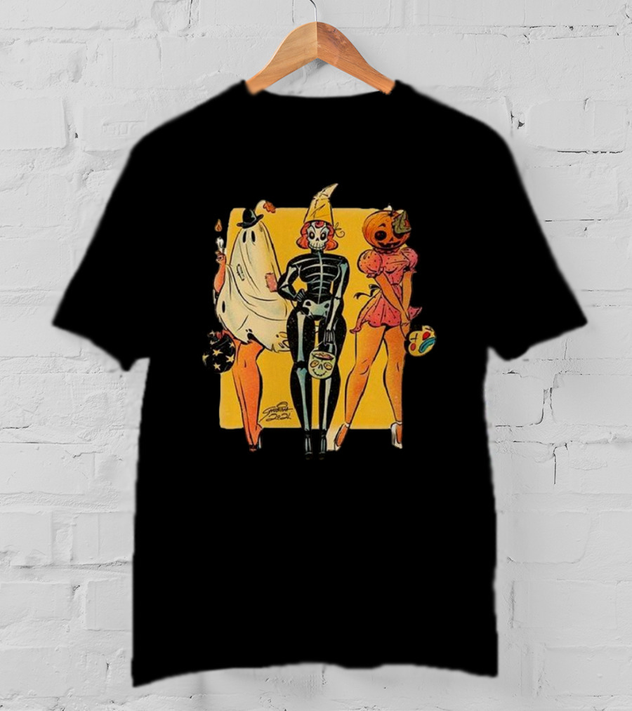 Halloween Scary Women Ghost Skeleton Pumpkin Fashion T-Shirt
