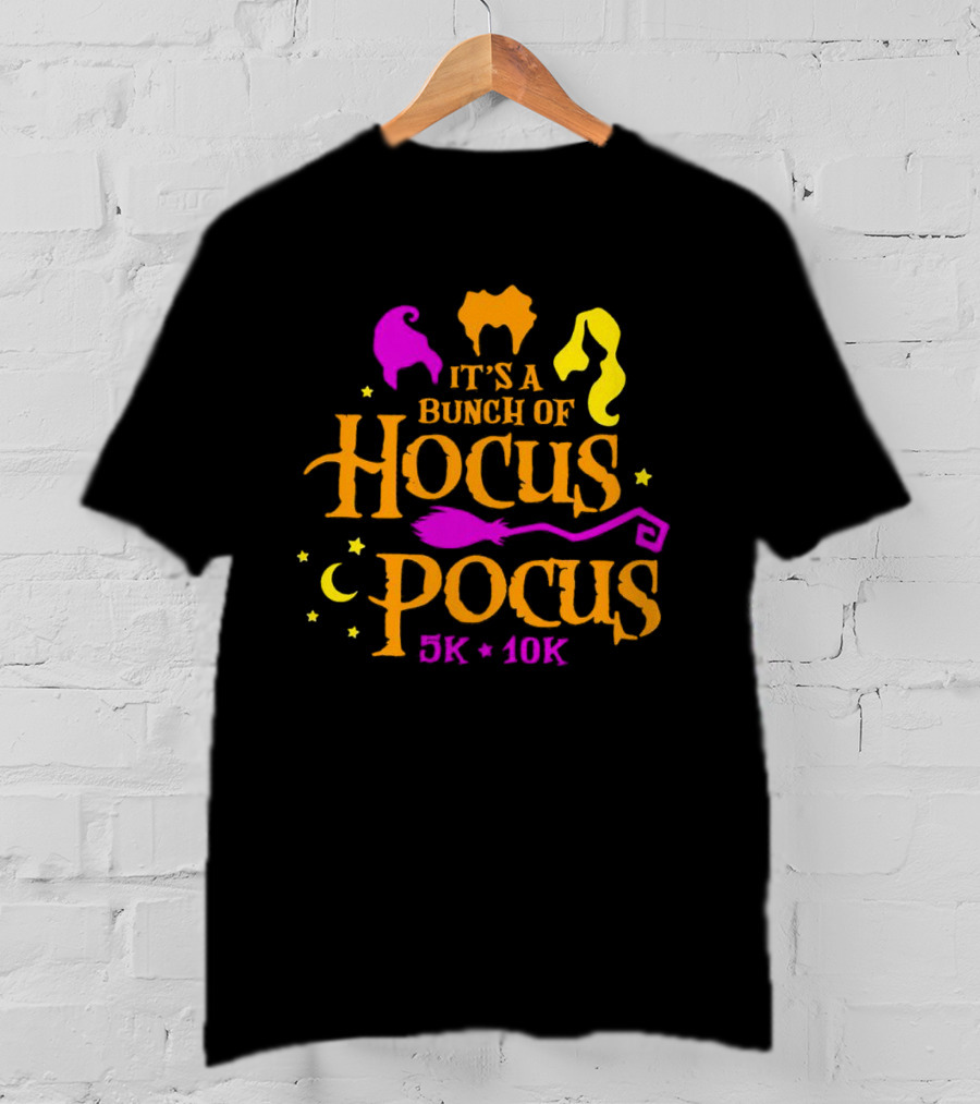 It's A Bunch Of Hocus Pocus 5k 10k Halloween Icons With Witch T-Shirt