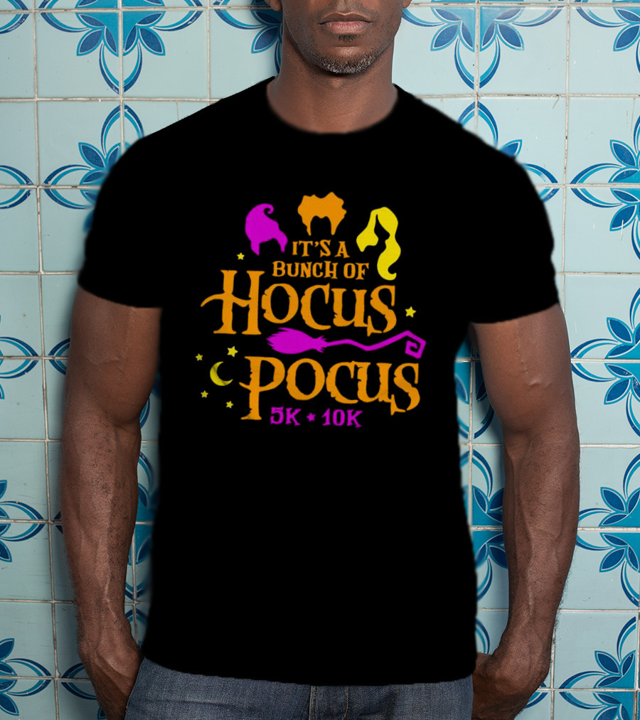 It's A Bunch Of Hocus Pocus 5k 10k Halloween Icons With Witch T-Shirt
