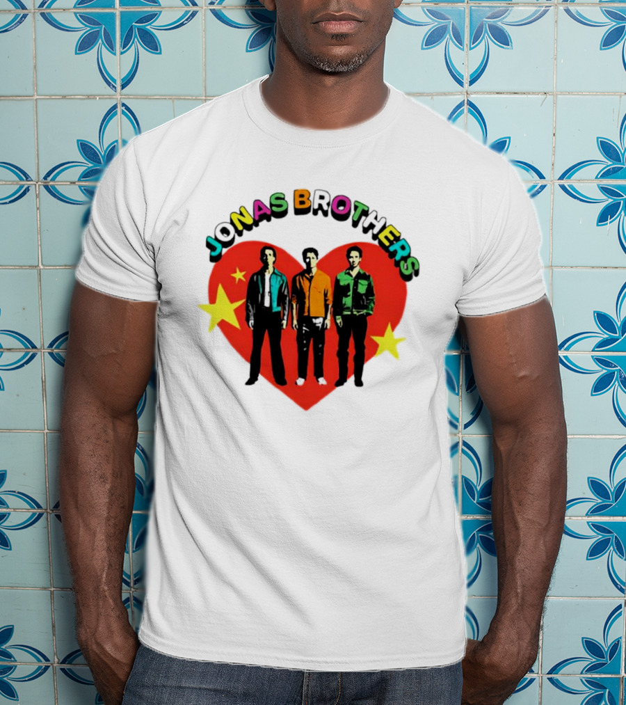 Jonas Brothers Heart Colorful Text With Stars And Figures T-Shirt