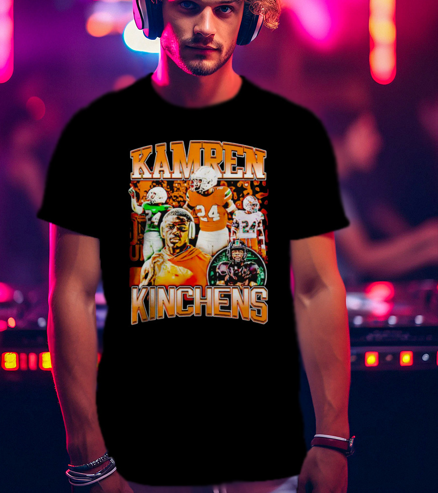 Kamren Kinchens Miami Hurricanes Vintage 24 Football Image T-Shirt