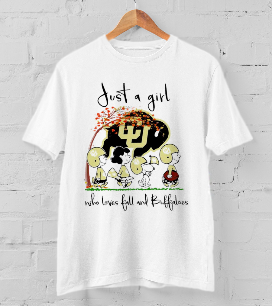 Just A Girl Who Loves Fall And Buffaloes Peanuts Characters Football T-Shirt