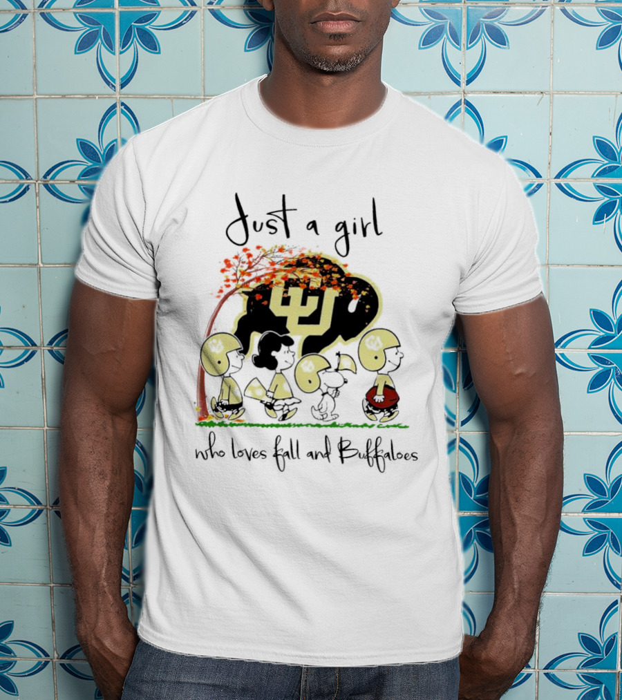 Just A Girl Who Loves Fall And Buffaloes Peanuts Characters Football T-Shirt