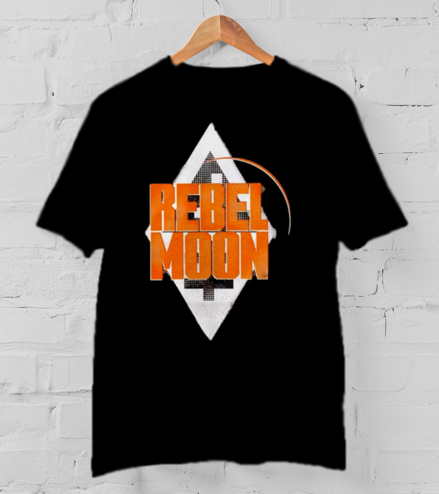 Rebel Moon Diamond Badge Icon Orange Text T-Shirt