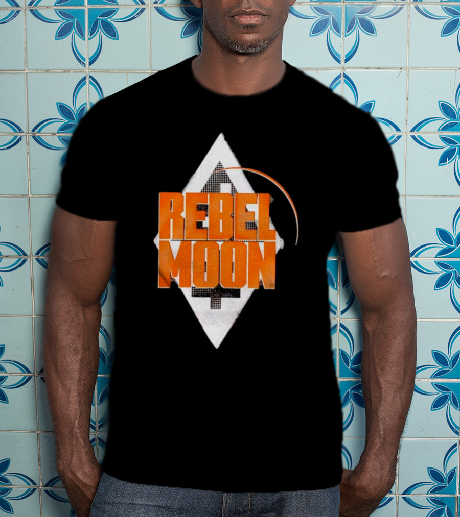 Rebel Moon Diamond Badge Icon Orange Text T-Shirt