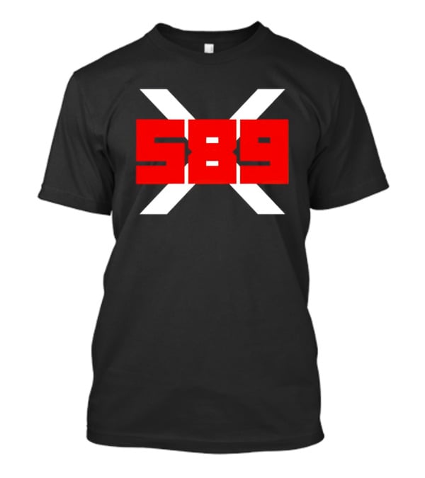 XRP 589 Bold Red On Black With White X T-Shirt