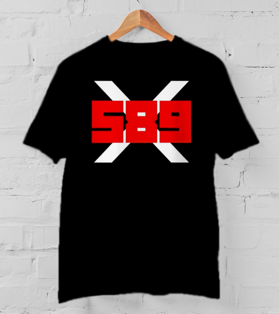XRP 589 Bold Red On Black With White X T-Shirt