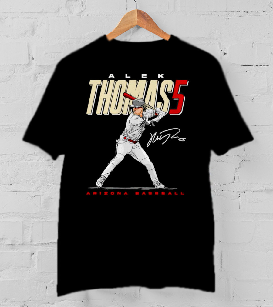 Alek Thomas Arizona Baseball 5 Hit The Ball Signature T-Shirt