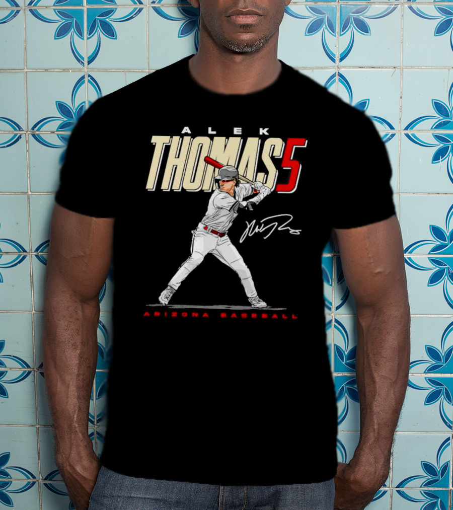 Alek Thomas Arizona Baseball 5 Hit The Ball Signature T-Shirt
