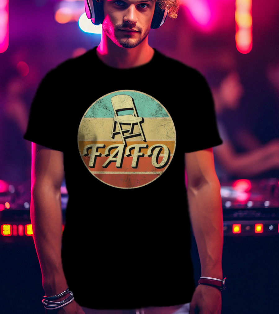 FAFO Folding Chair Retro Vintage Circle Stripe T-Shirt