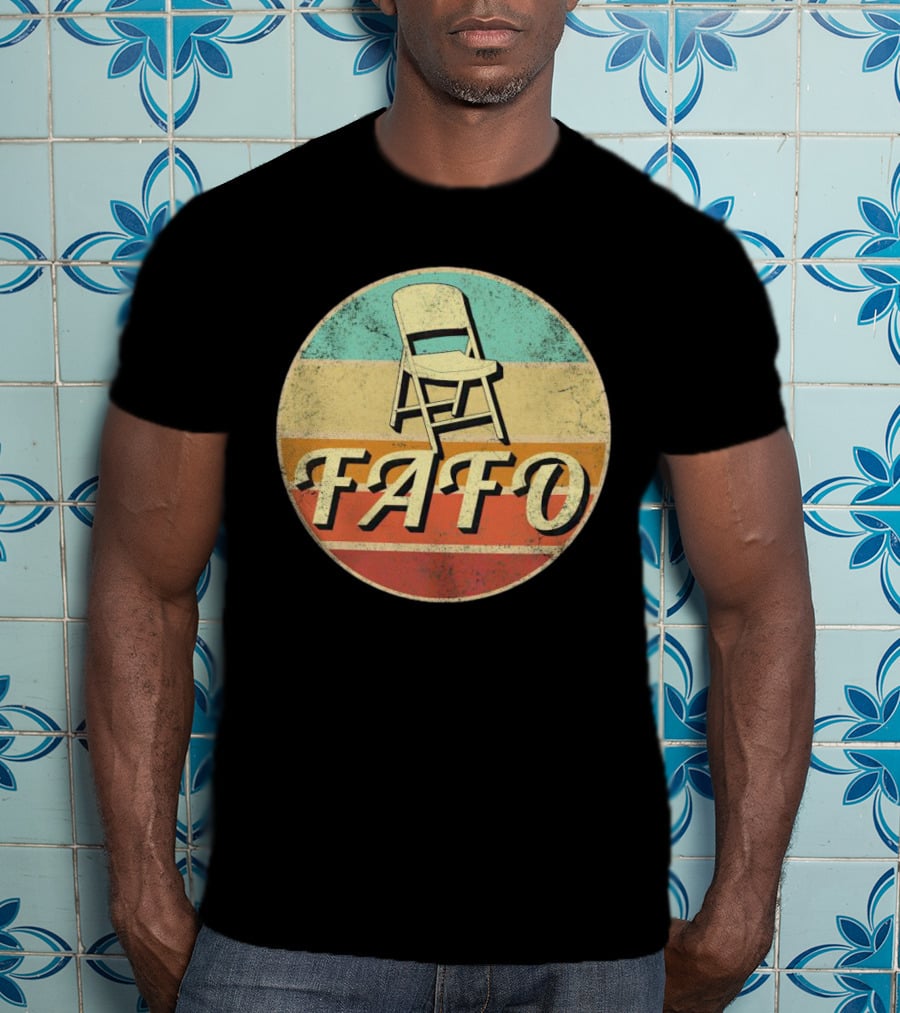 FAFO Folding Chair Retro Vintage Circle Stripe T-Shirt