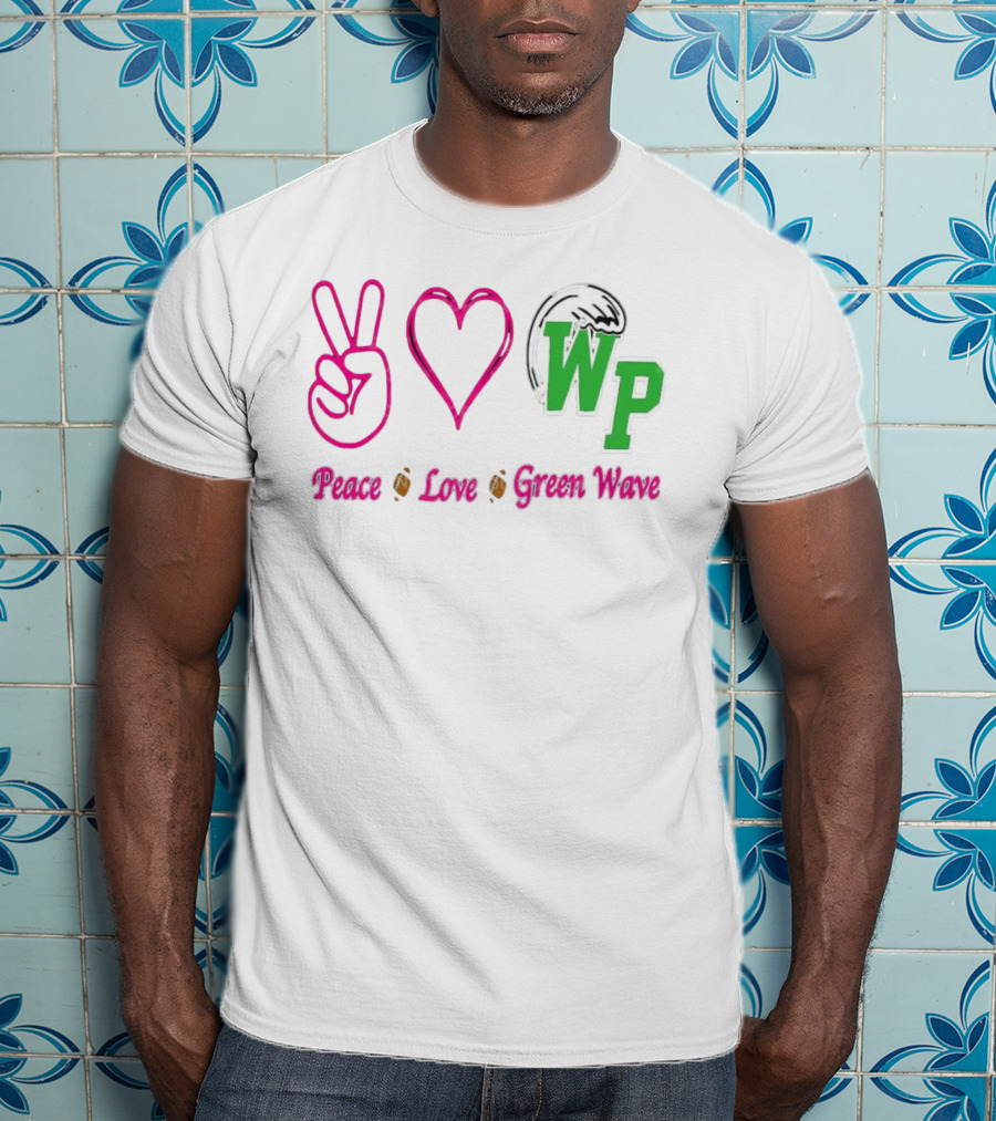 Peace Love Football WP Green Wave T-Shirt