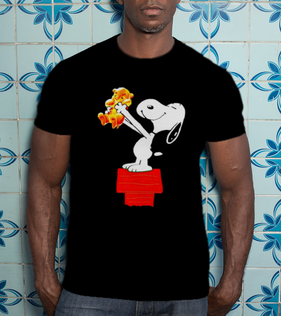 Snoopy Holding Simba From Lion King Scene T-Shirt
