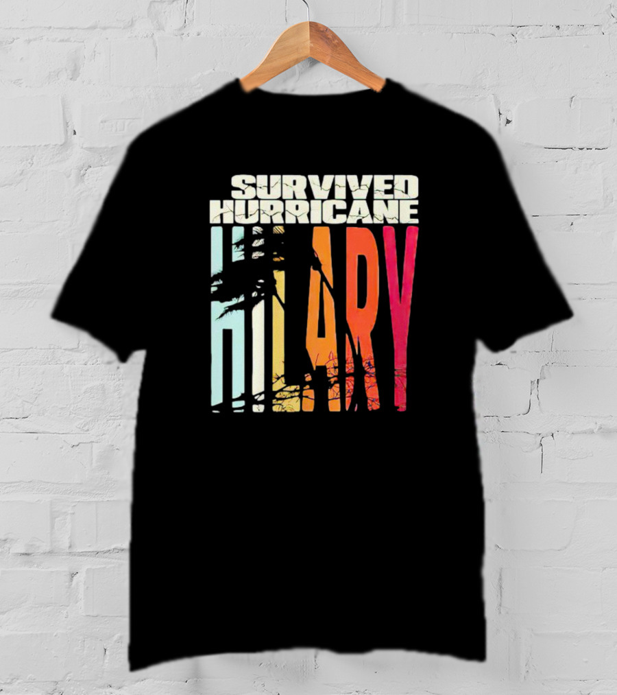 Survived Hurricane Hilary Tropical Storm Palm Trees Sunset T-Shirt