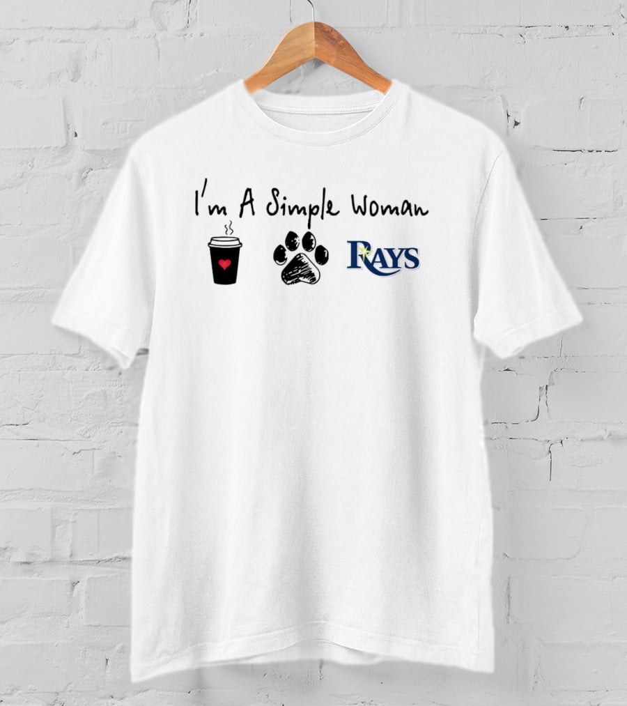 I'm A Simple Woman Who Loves Coffee Paw Prints And Rays Baseball T-Shirt