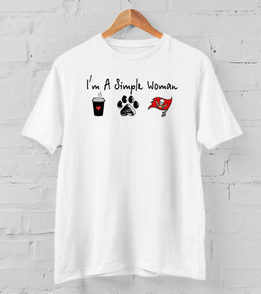 I’m A Simple Woman I Like Coffee Paw And Buccaneers Flag T-Shirt