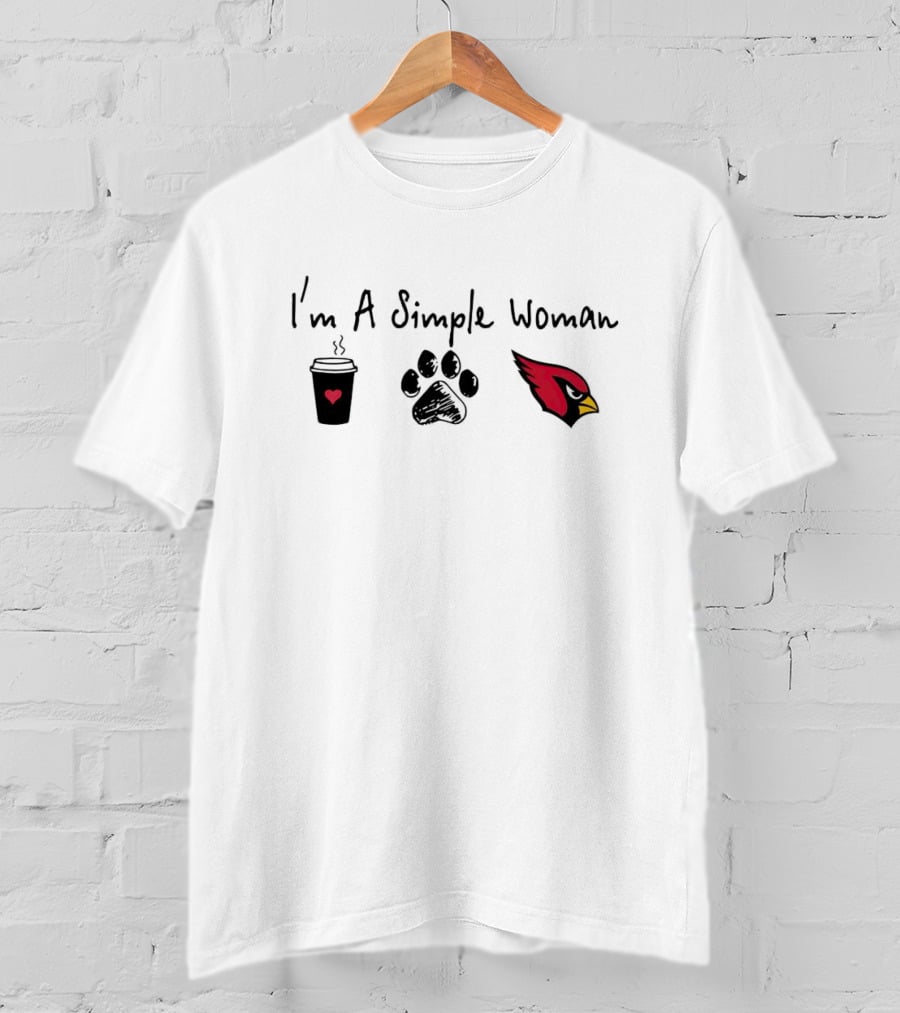 I'm A Simple Woman I Like Coffee Paw And Cardinals T-Shirt